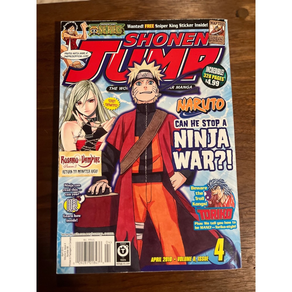 Shonen Jump Magazine April 2010 Vol 8 Issue 4 Naruto One Piece Rosario Vampire